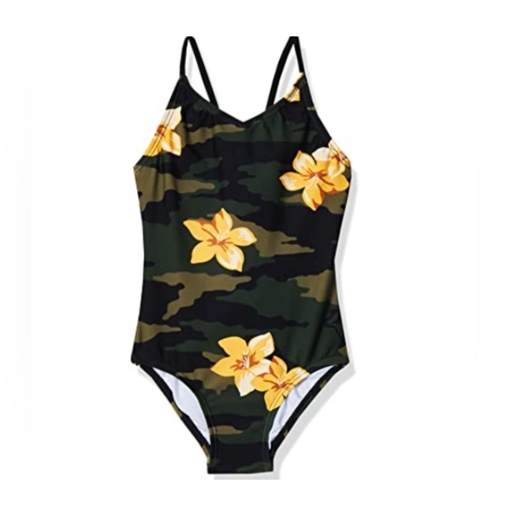 Kanu Surf Girls Camo Tropical Floral Beach Sport one Piece Swimsuit